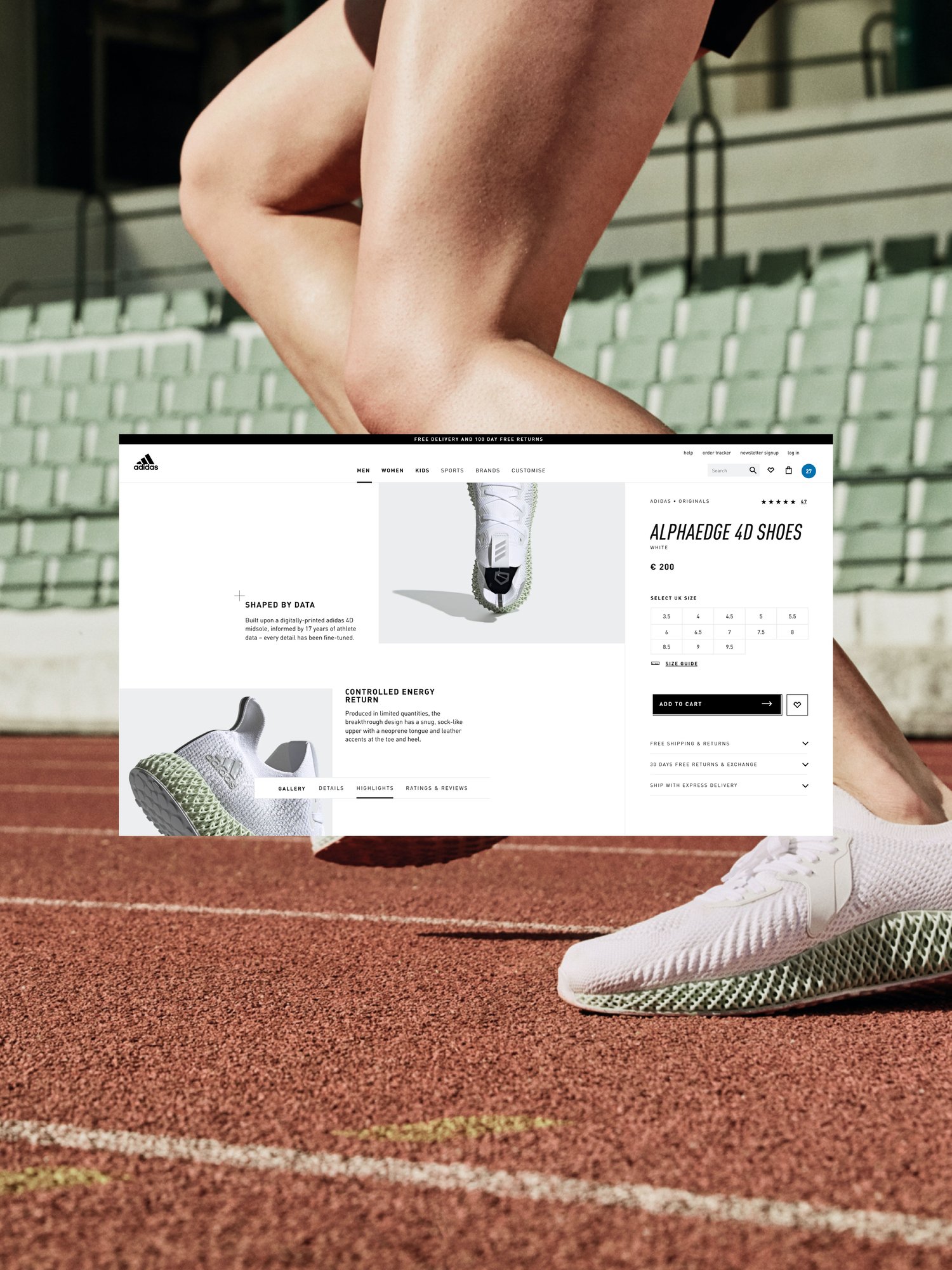 UI image of the Adidas.com e-com